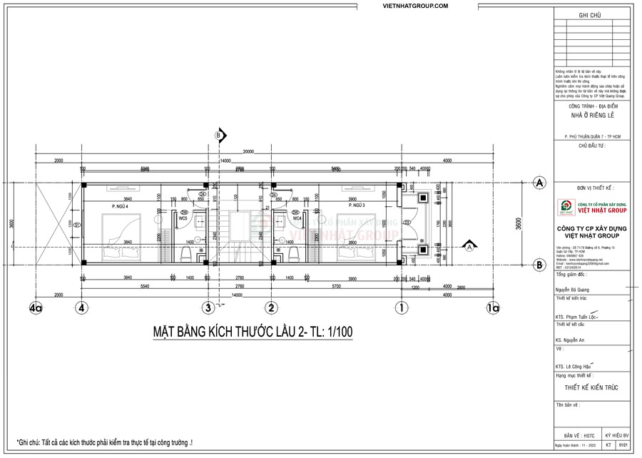Bản vẽ bố trí mặt bằng công năng lầu 2