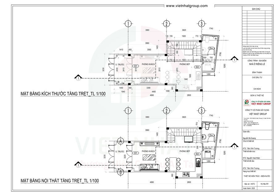 Xây Nhà Chị Nghi - Xây Dựng Nhà Phố 3 Tầng 5x12m