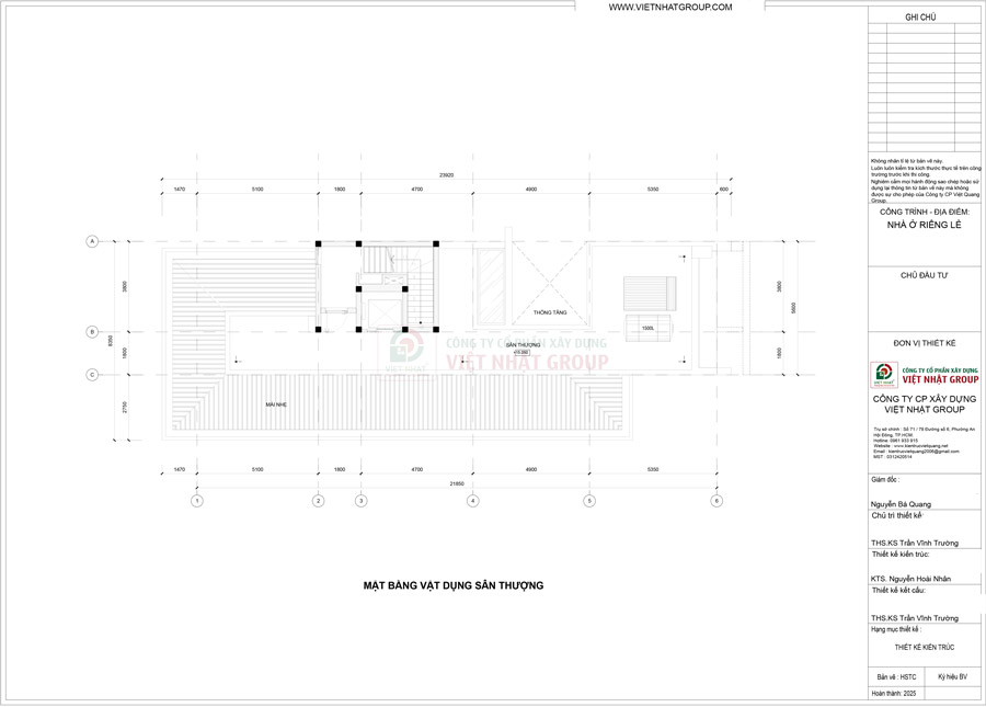 Bản vẽ thiết kế mặt bằng công năng tầng thượng