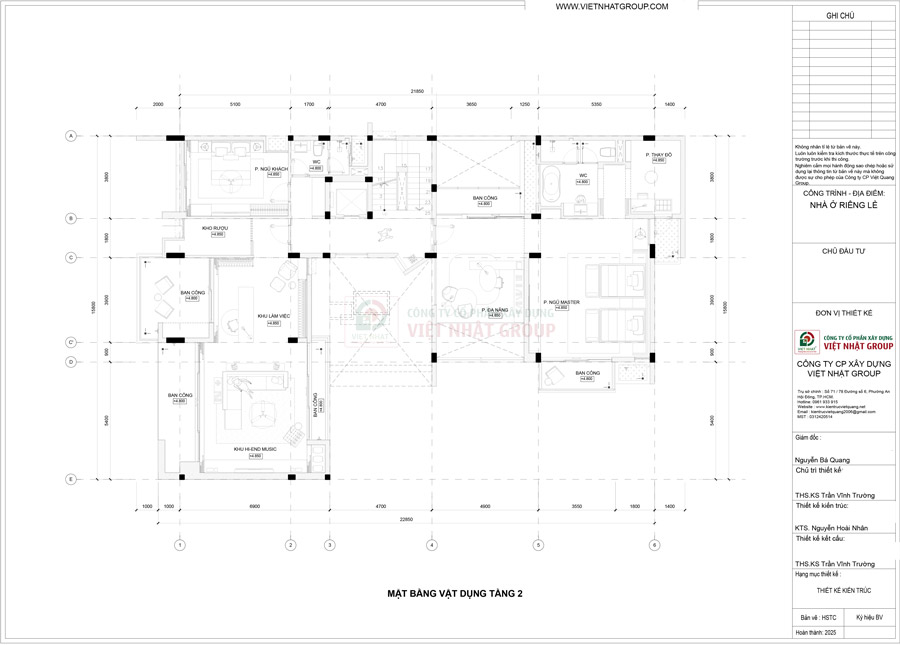 Bản vẽ thiết kế mặt bằng công năng tầng 2