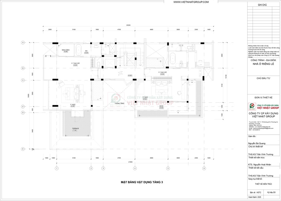 Bản vẽ thiết kế mặt bằng công năng tầng 3
