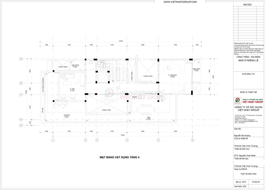 Bản vẽ thiết kế mặt bằng công năng tầng 4