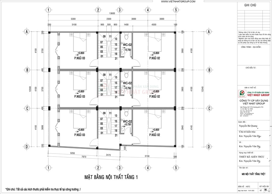 Bản vẽ thiết kế công năng lầu 1 - mẫu nhà 3 căn liền kề