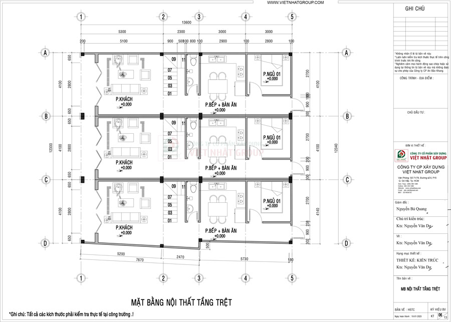 Bản vẽ thiết kế công năng tầng trệt - mẫu nhà 3 căn liền kề