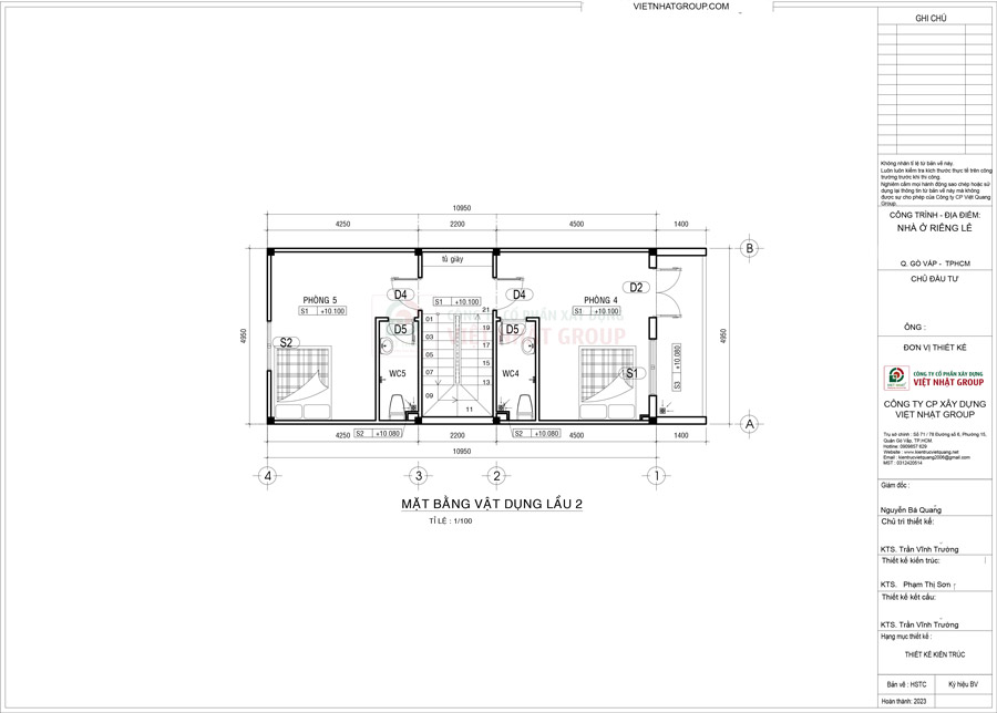Bản vẽ thiết kế mặt bằng công năng lầu 2