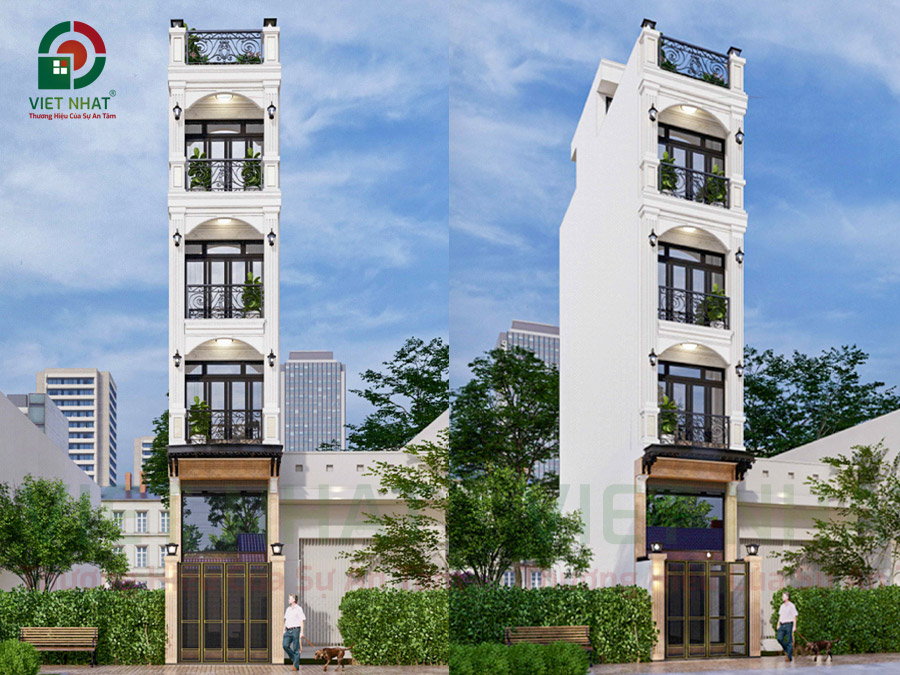 Mẫu Nhà 1 Trệt Lửng 3 Lầu Tum Sân Thượng 3x14m 