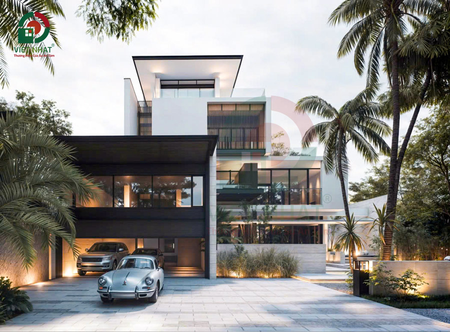 Mẫu Nhà Biệt Thự 4 Tầng Sân Thượng 16x22m 