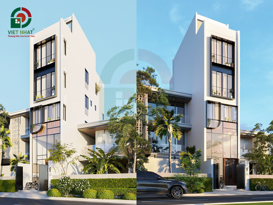 Mẫu Nhà Có Thang Máy 1 Trệt Lửng 4 Lầu Sân Thượng 4x19m 