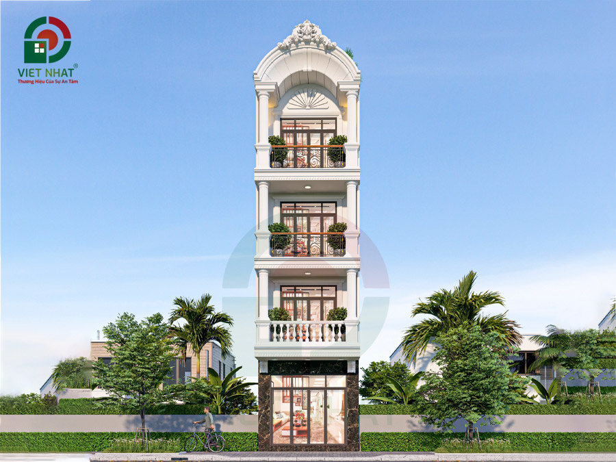 Mẫu nhà tân cổ điển 5 tầng - Nét đẹp thanh linh mang hơi thở tân cổ điển