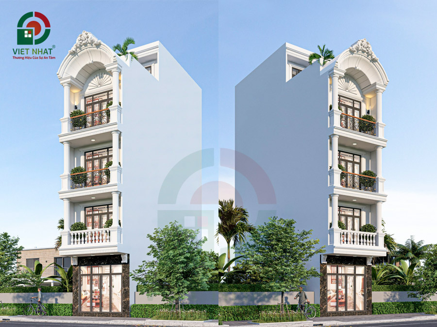 Mẫu Nhà Tân Cổ Điển 5 Tầng 4x16m – Nhà Ở Kết Hợp Kinh Doanh 