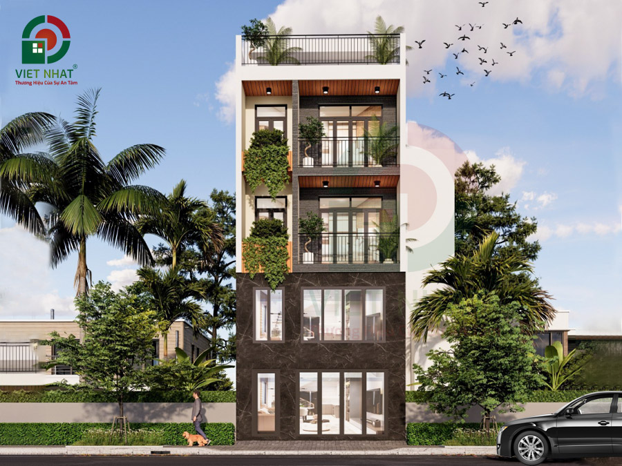 Mẫu Nhà 5 Phòng Ngủ – Nhà Phố Hiện Đại 4 Tầng 6x14m 