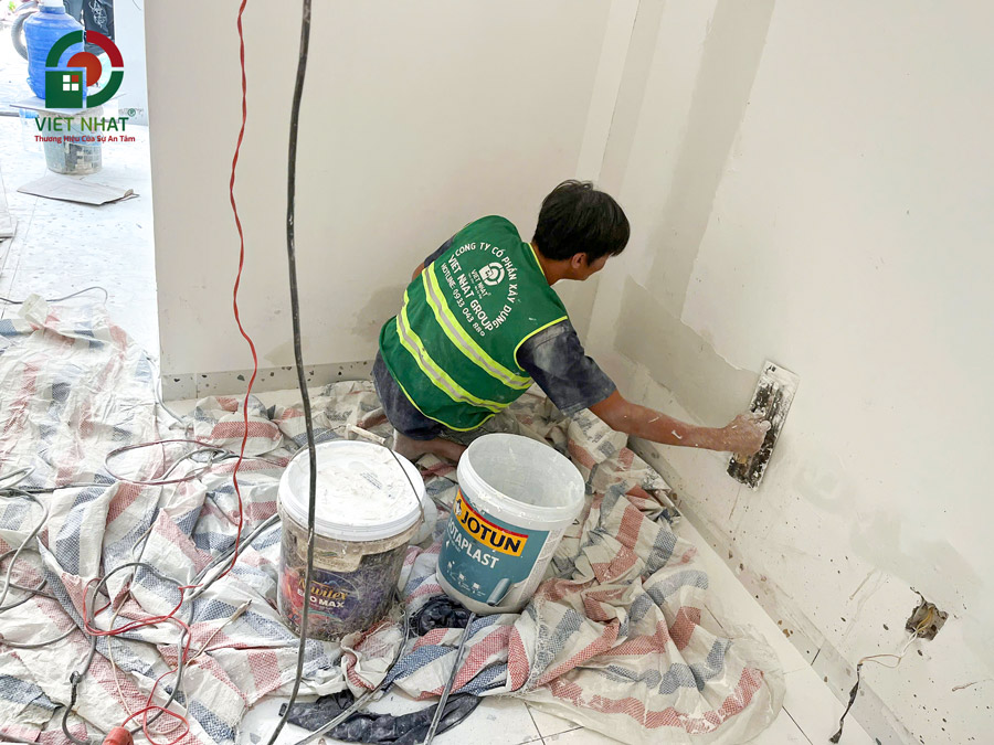 Hình ảnh thi công tô trát sơn tường