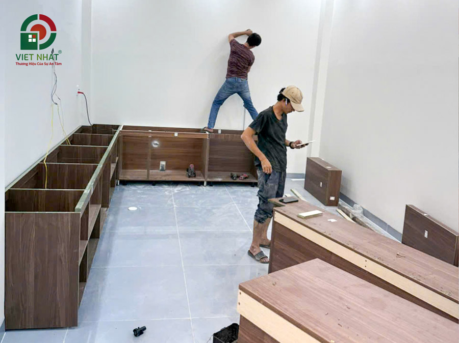 Hình ảnh thi công nội thất nhà bếp