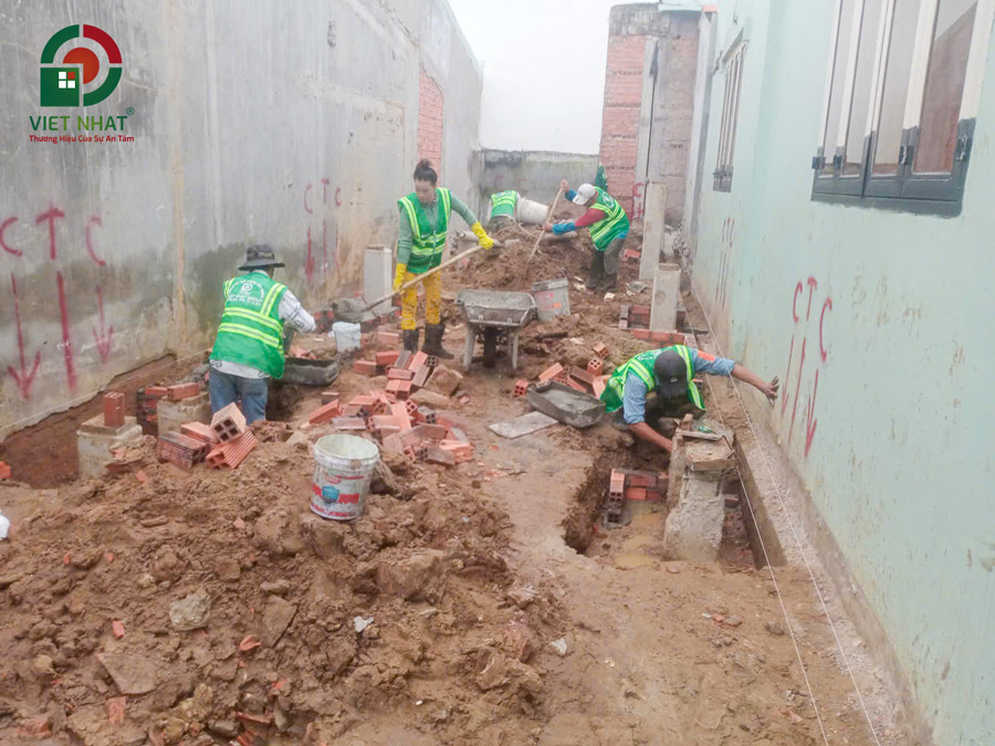 Hình ảnh thi công xây móng nhà 2 tầng