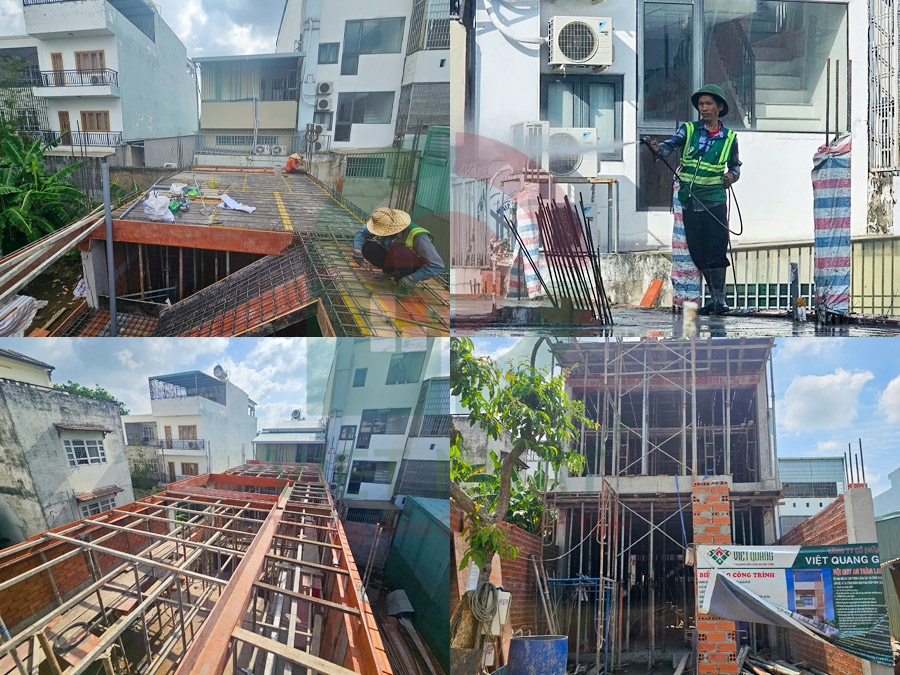 Thi công xây thô lầu 1