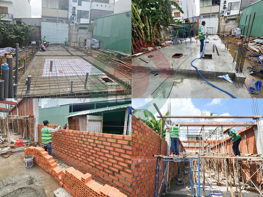 Thi công xây thô tầng trệt