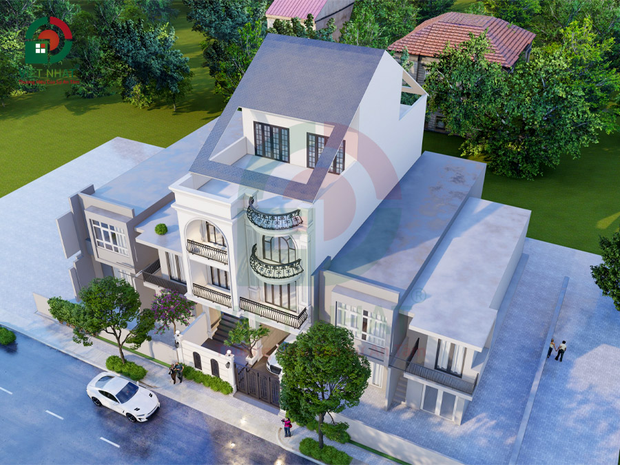 Thiết Kế Mẫu Nhà 1 Hầm Trệt Lửng 2 Lầu có Tầng Áp Mái 8x22m