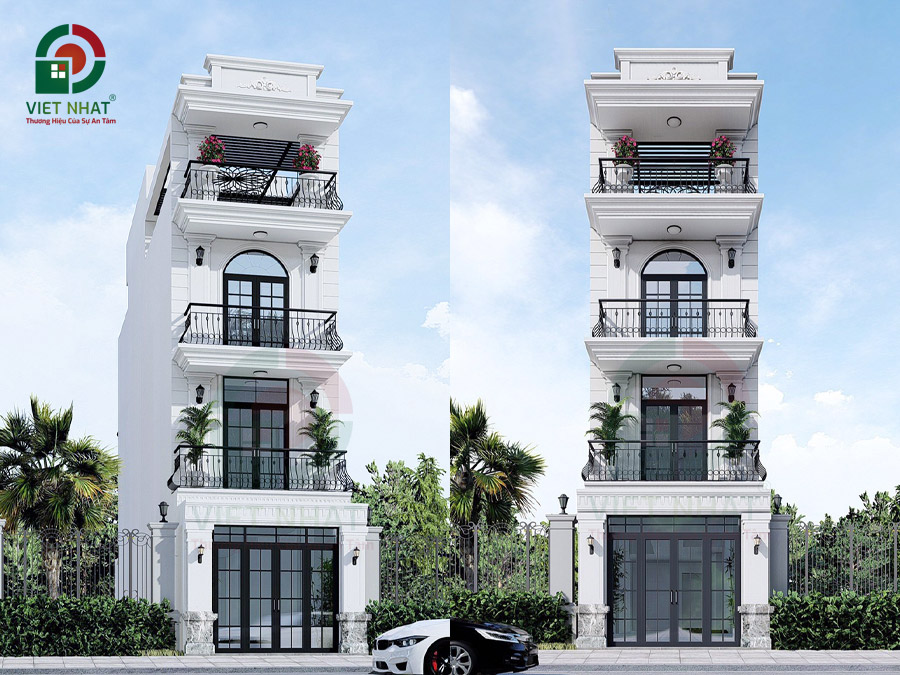 Thiết Kế Nhà Tân Cổ Điển – Mẫu Nhà 3 Tầng 4x16m 