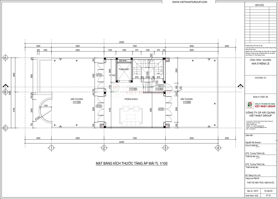Bản vẽ thiết kế tầng áp mái