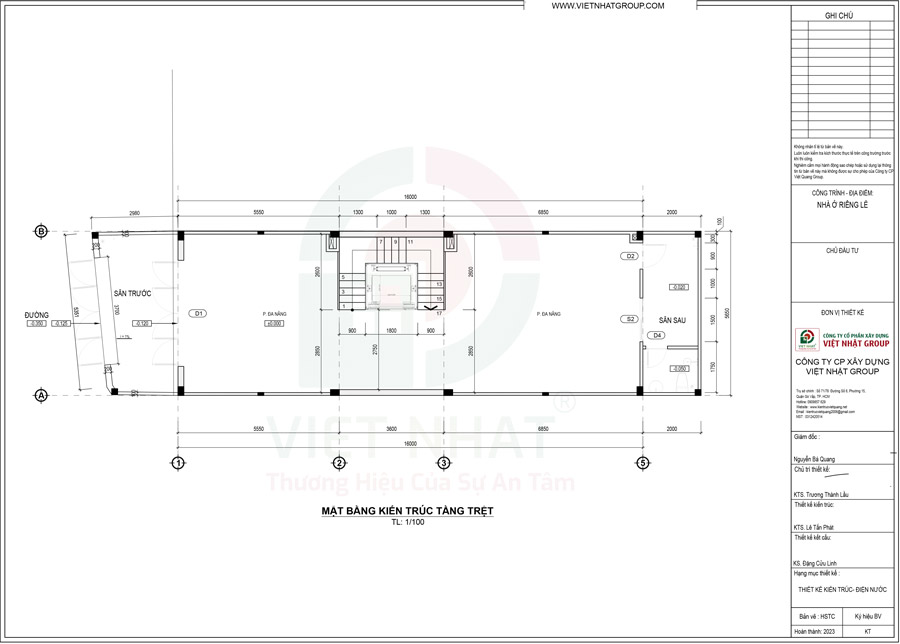 Bản vẽ thiết kế kiến trúc tầng 1