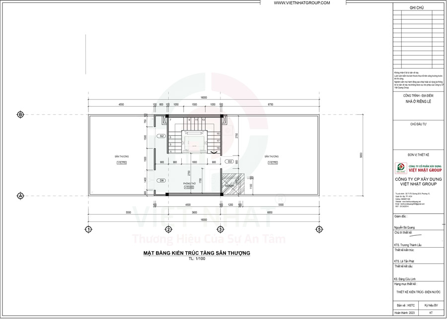 Bản vẽ thiết kế kiến trúc tầng thượng