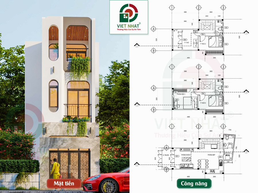 Xây Nhà Chị Nghi – Xây Dựng Nhà Phố 3 Tầng 5x12m 