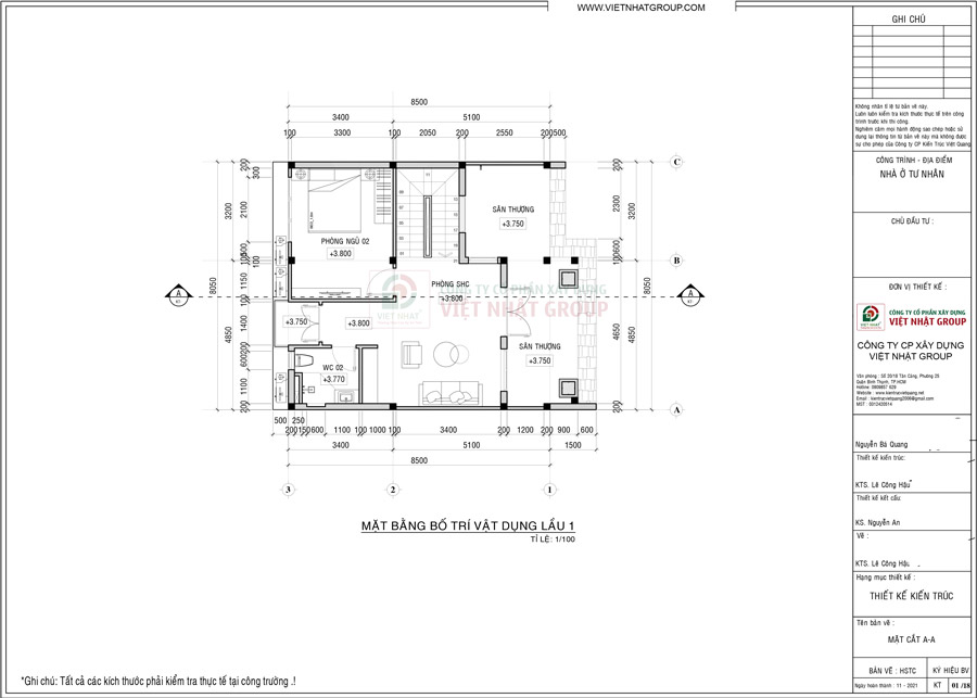 Cách bố trí công năng lầu 1