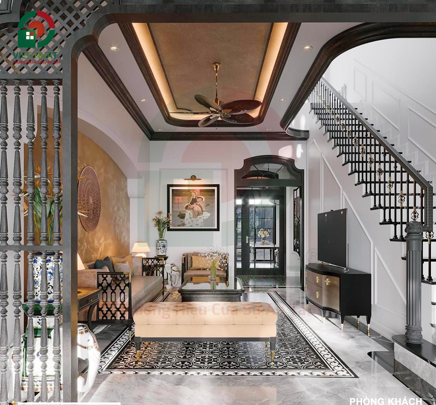 Phòng khách theo phong cách Indochine