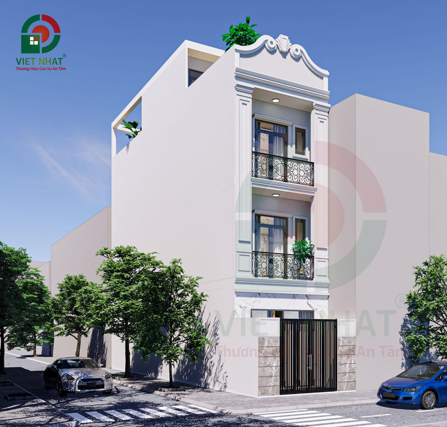 Mẫu nhà 3 tầng tum sân thượng 4x14m