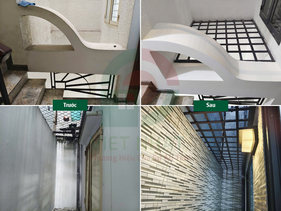 Hình ảnh bàn giao giếng trời, khoảng lùi sân sau