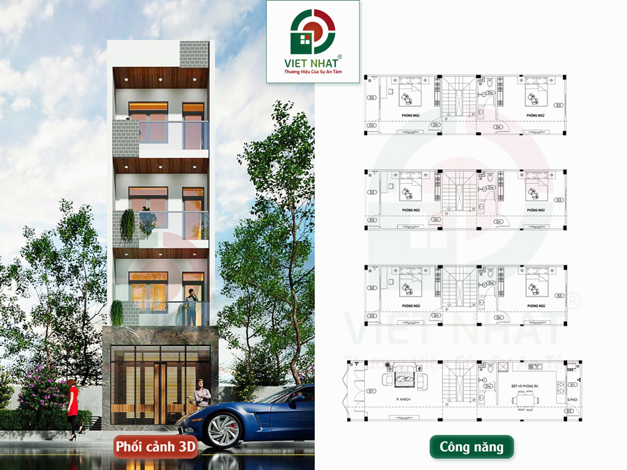 Xây Nhà Cô Chỉnh – Thi Công Trọn Gói Nhà 4 Tầng 4x14m 