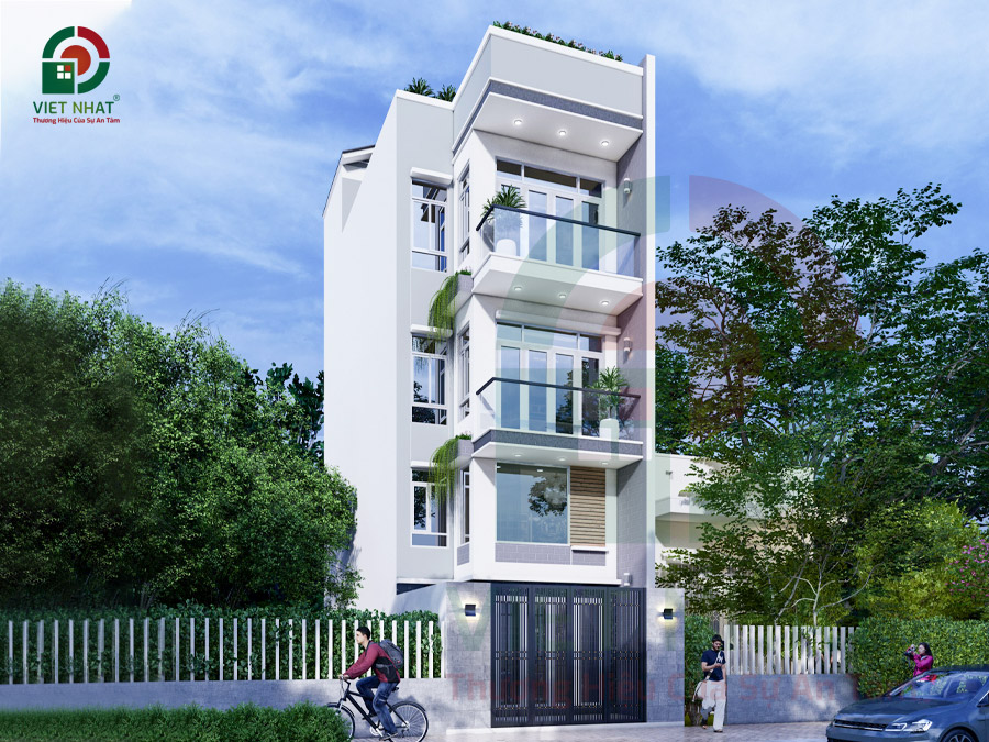 Mẫu Nhà Chữ L – Nhà 1 Trệt Lửng 2 Lầu Tum Sân Thượng 5x14m 