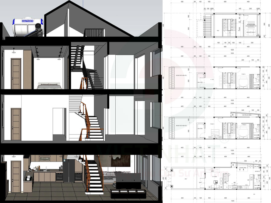 Phương án thiết kế sửa chữa nhà 3 tầng tum sân thượng