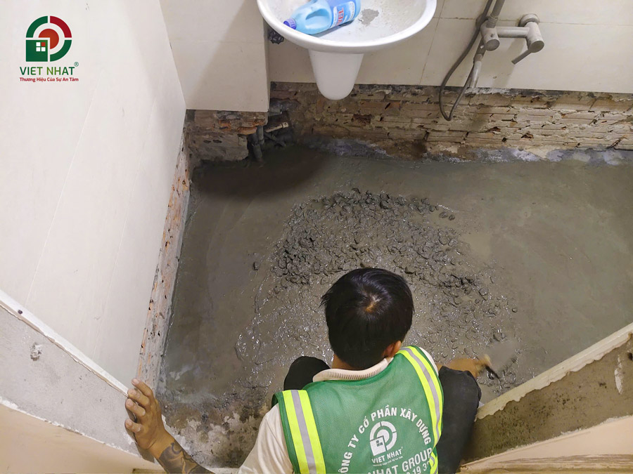 Hình ảnh thi công láng nền gạch
