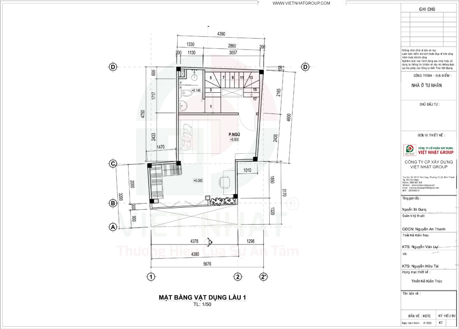 Cách bố trí công năng lầu 1
