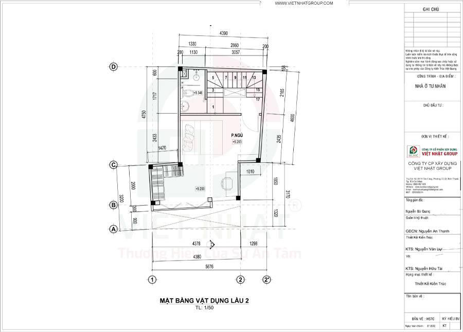 Cách bố trí công năng lầu 2