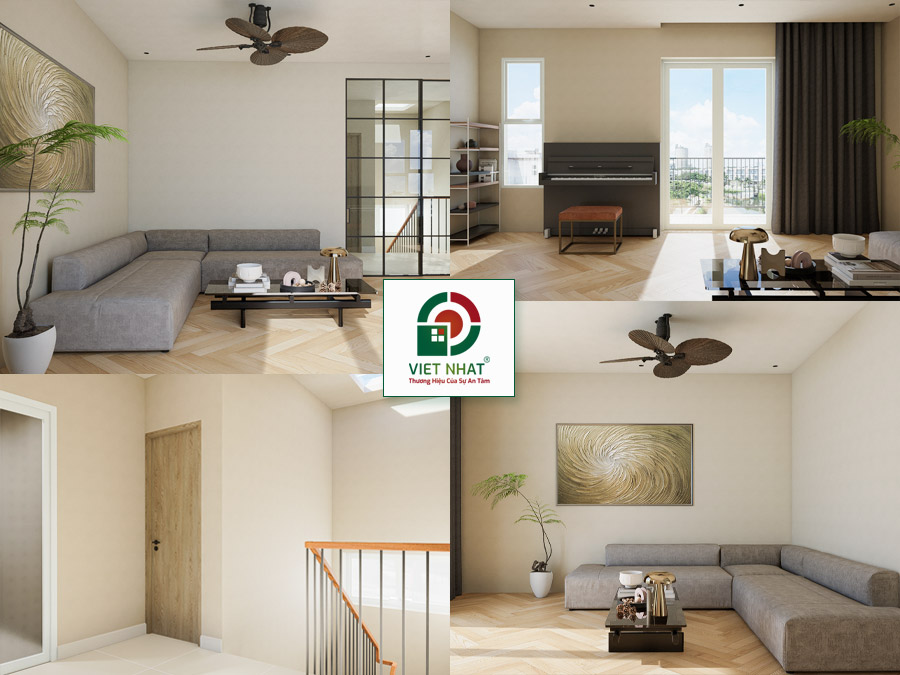 Giải pháp thiết kế và thi công phòng khách / phòng sinh hoạt chung tầng 3