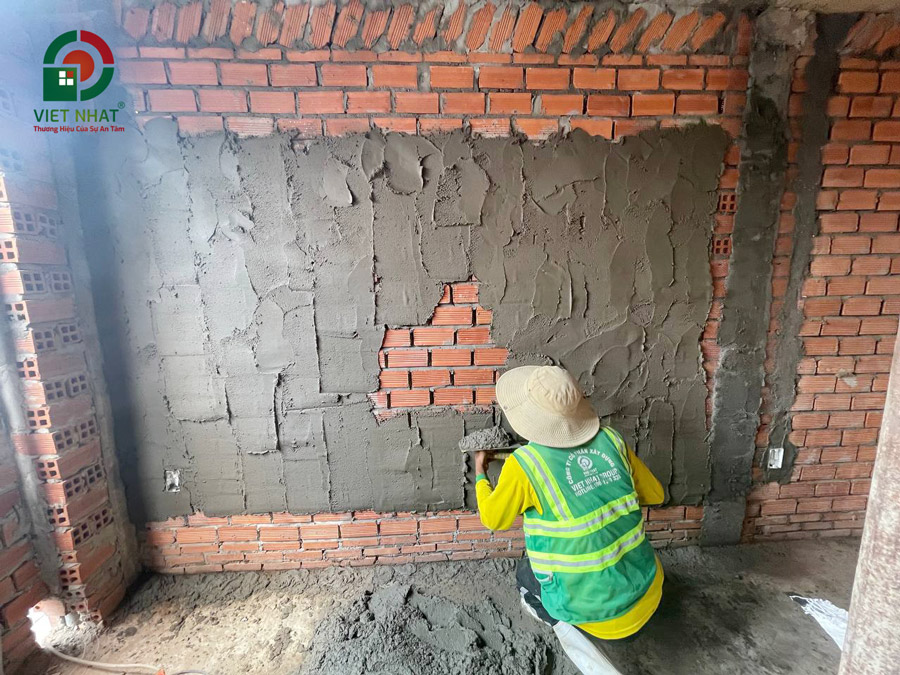 Hình ảnh thi công tô tường gạch