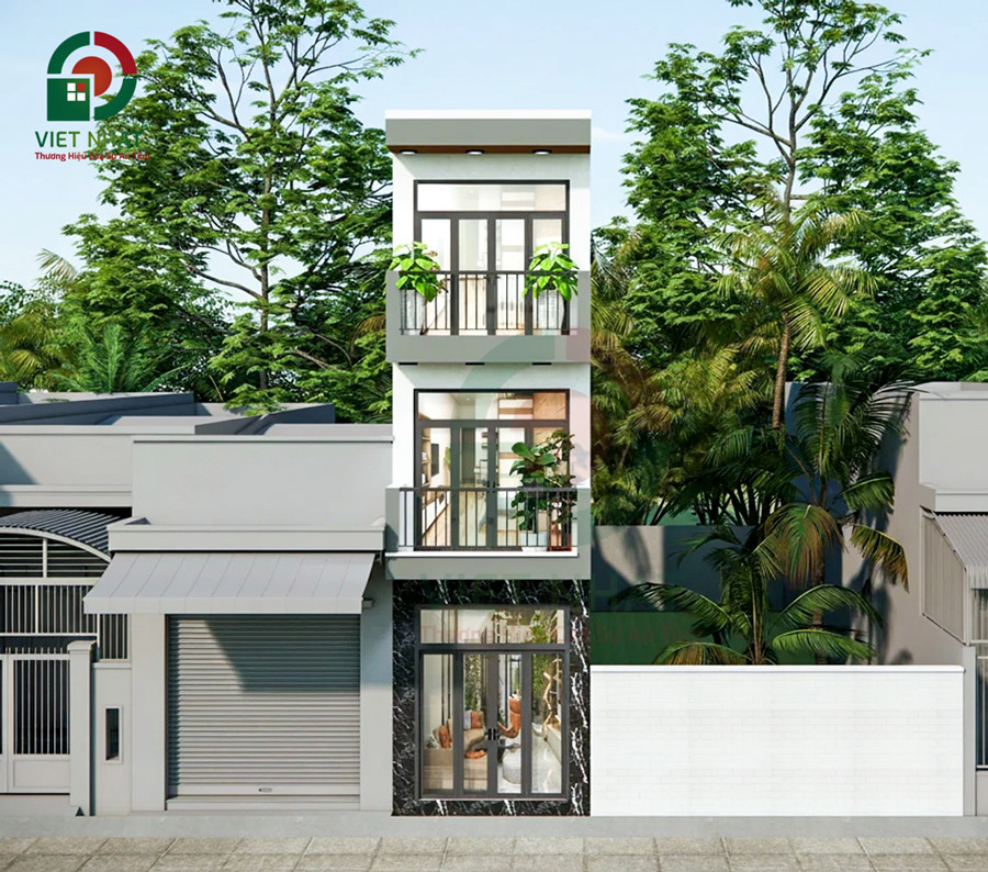 Phối cảnh kiến trúc nhà phố 3 tầng 4x9m hiện đại