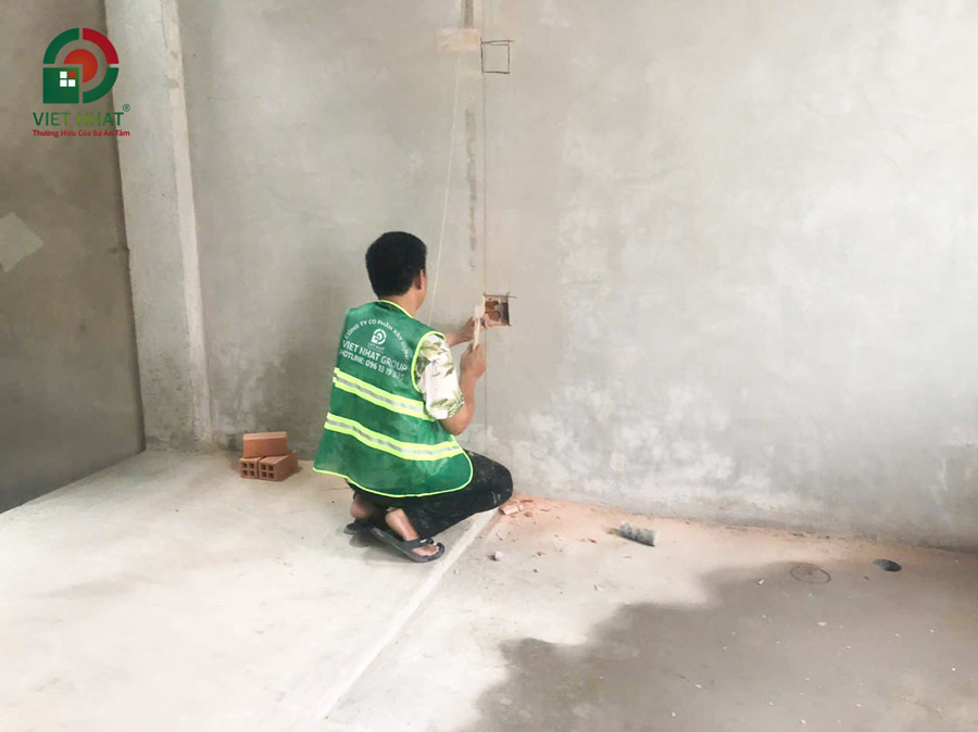 Hình ảnh thi công điện nước âm tường