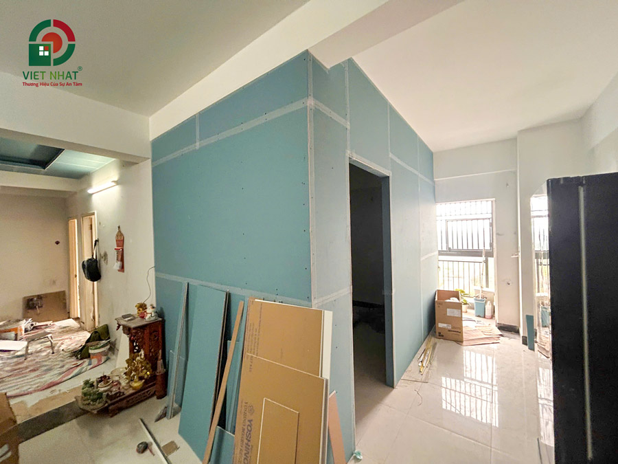 Hình ảnh thi công thạch cao ngăn phòng