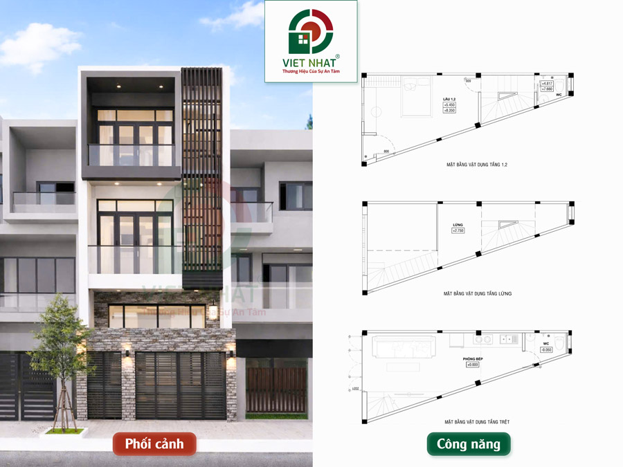 Xây Nhà Anh Thi – Công Trình Xây Dựng Nhà 1 Trệt Lửng 2 Lầu 