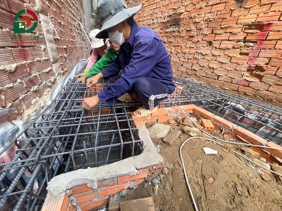 Hình ảnh gia công sắt thép giằng móng