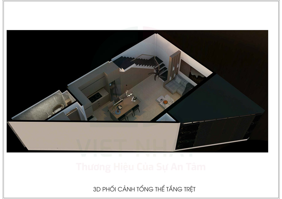 Hình ảnh phối cảnh 3D tầng trệt