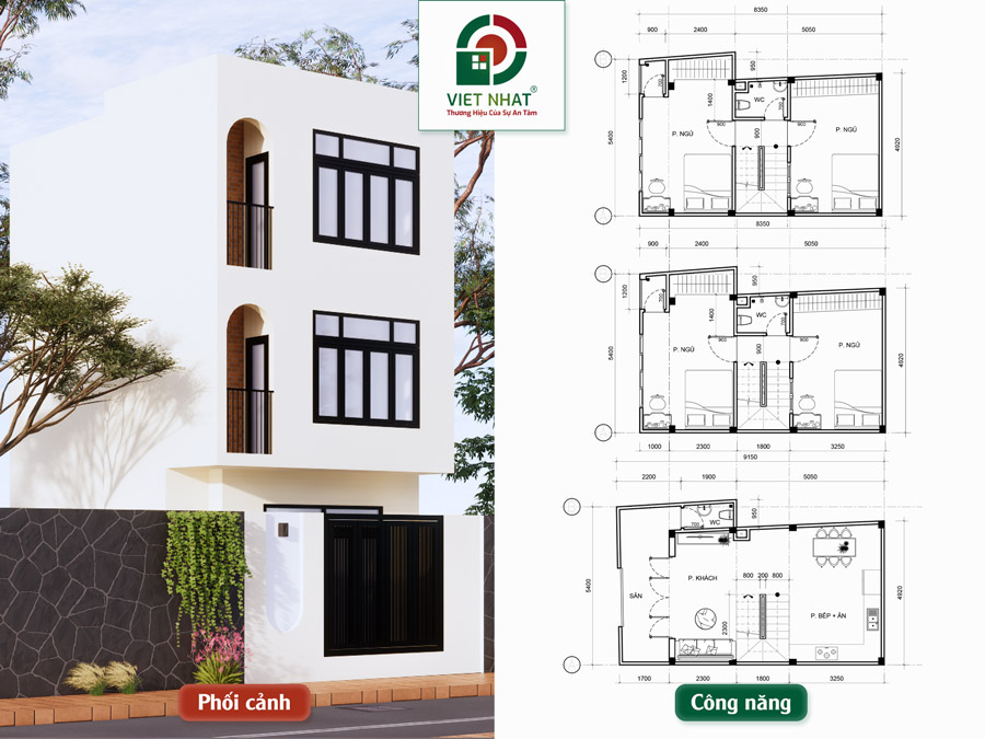 Lên phương án thiết kế nhà 3 tầng
