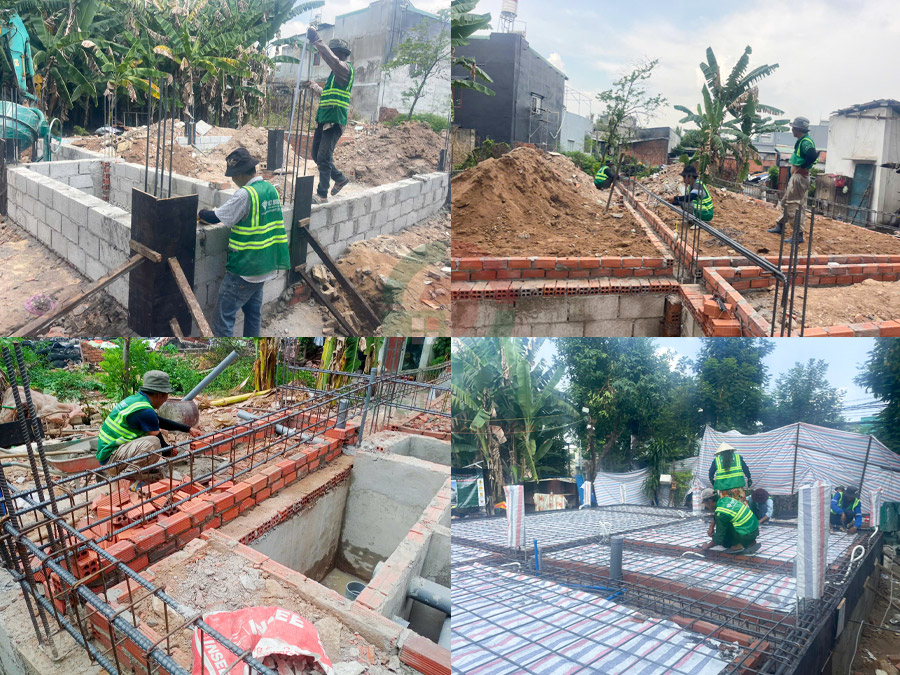 Quá trình thi công nhà cấp 4 mái Thái 7x9m