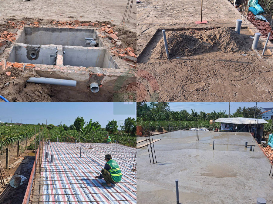 Hình ảnh thi công móng nhà biệt thự sân vườn 8x12m
