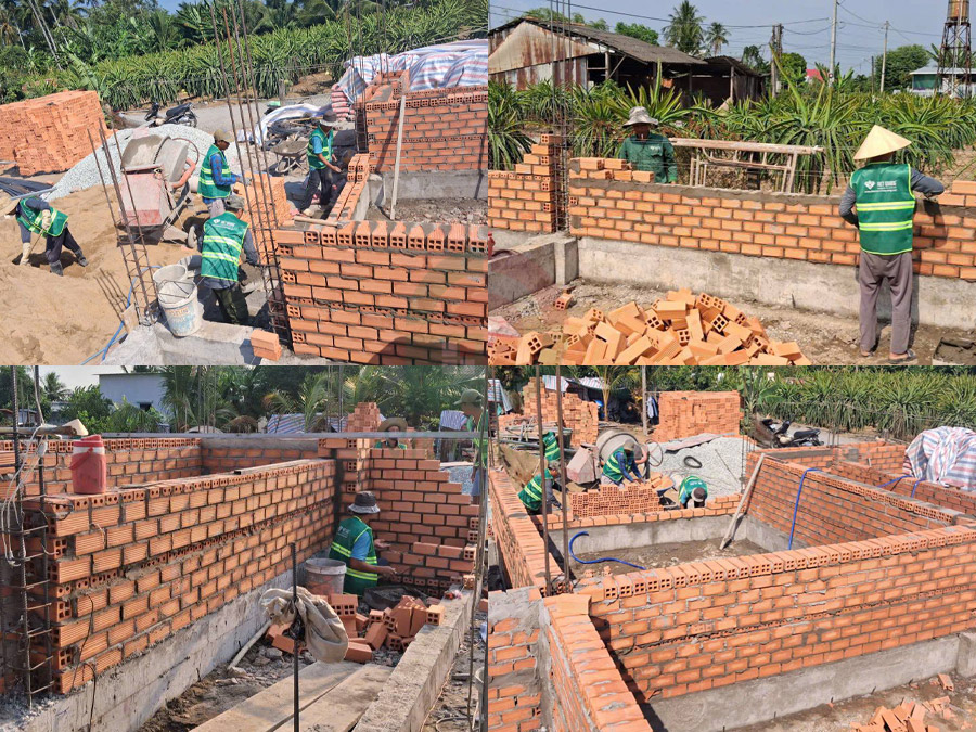 Hình ảnh thi công móng nhà biệt thự sân vườn 8x12m