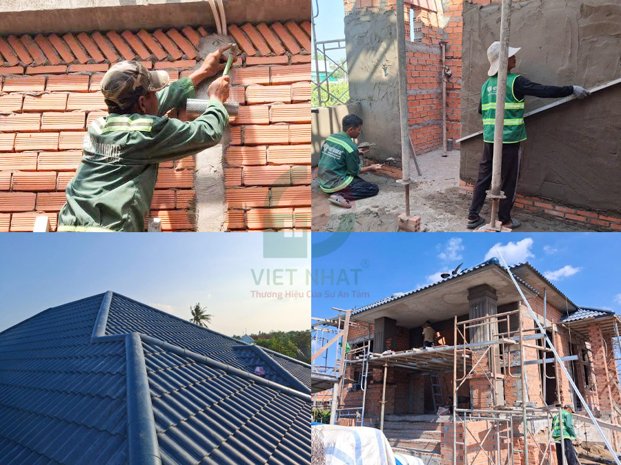 Thi công xây thô nhà biệt thự mái Nhật