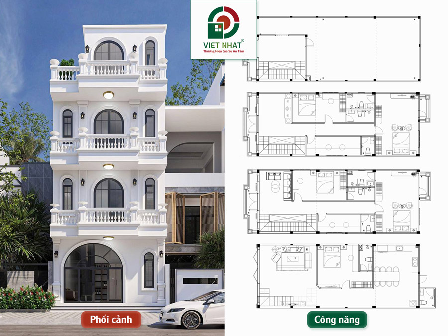 Xây Nhà Anh Phúc – Nhà Phố Tân Cổ Điển 3 Tầng 6x18m 
